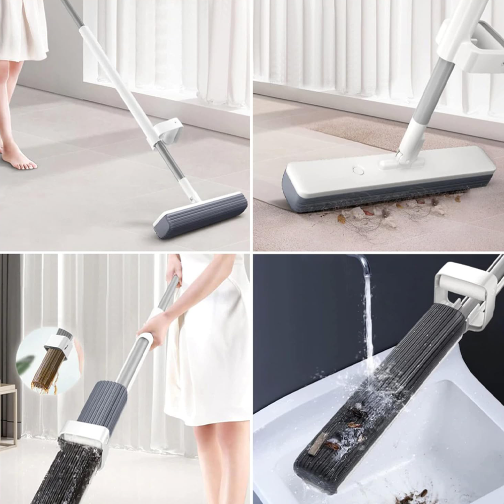 Space Mop 4-in-1: Scopa, Lavapavimenti, Lava e Asciuga Pavimenti - Pulizia Efficiente e Veloce, Adatta a Tutti i Tipi di Pavimenti (Space Mop, BLU)