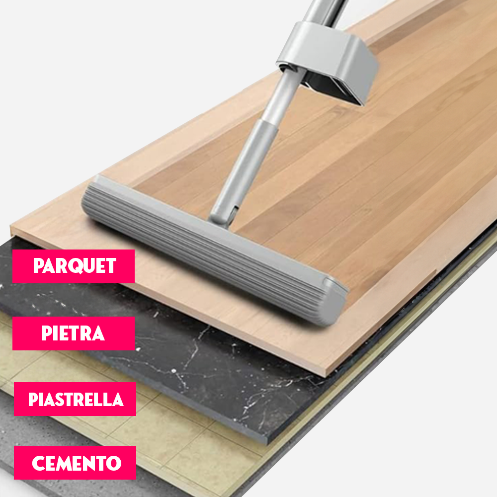 Space Mop 4-in-1: Scopa, Lavapavimenti, Lava e Asciuga Pavimenti - Pulizia Efficiente e Veloce, Adatta a Tutti i Tipi di Pavimenti (Space Mop, BLU)